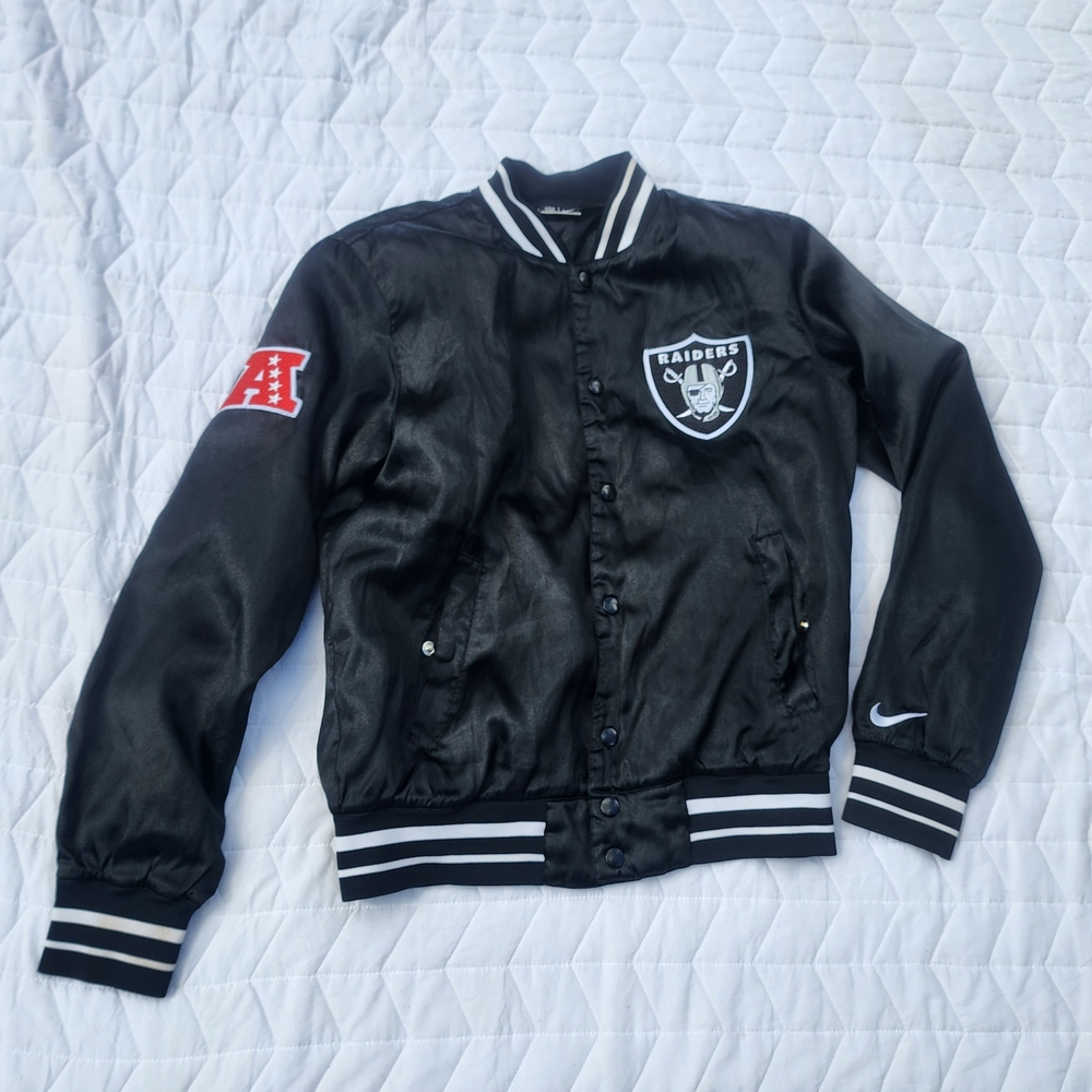 Nike Men's Black Bomber Jacket with White Accents